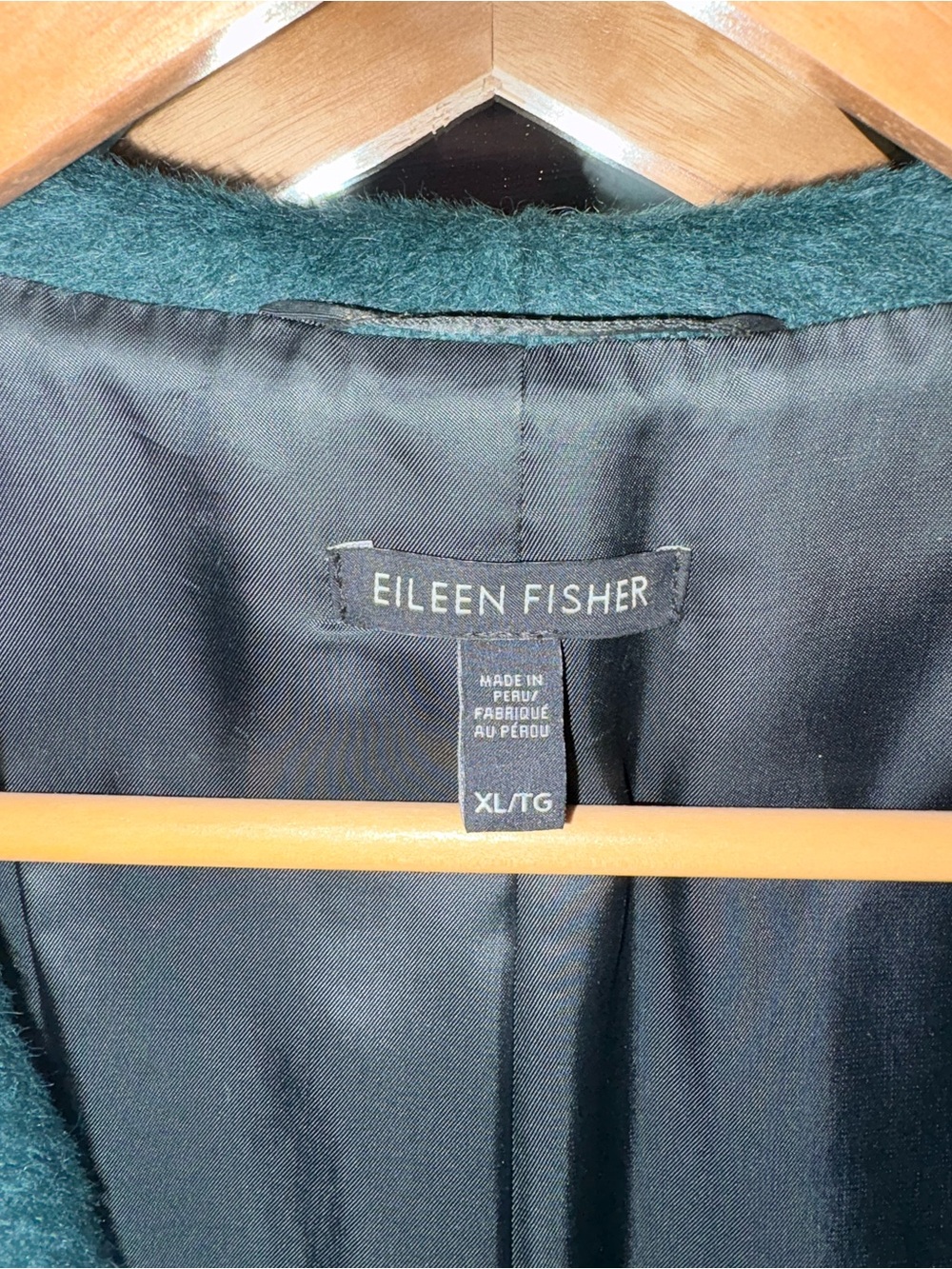 Eileen Fisher Alpaca Wool Soft Teal Coat XL - Picture 3 of 6